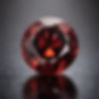 Close-up of a deep red garnet highlighting its clarity and luster