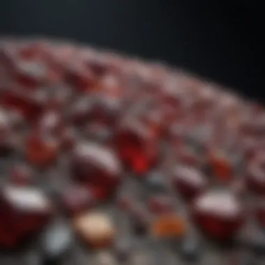 Varieties of Garnet Stones: An Elegant Display Various garnet varieties displayed in an elegant arrangement