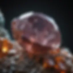 Close-up view of a gemstone under magnification