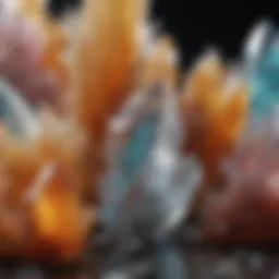 Diverse quartz crystal formations showcasing their unique colors and structures