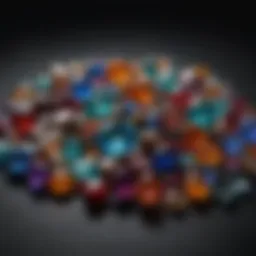 A stunning array of colorful gemstones displayed on a dark velvet background