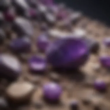 Artistic representation of the cultural significance of purple stones in ancient civilizations.