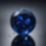 Close-up view of a rich blue sapphire showcasing its brilliance and clarity.