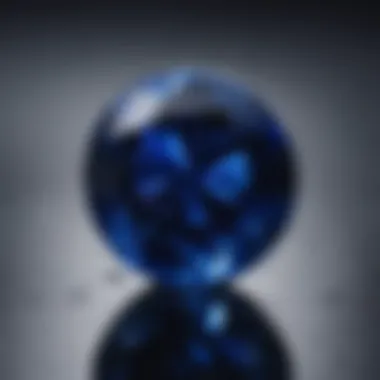 Close-up view of a rich blue sapphire showcasing its brilliance and clarity.