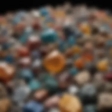 An array of colorful mineral specimens showcasing their unique textures and hues