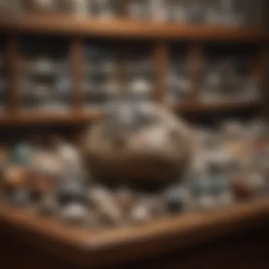 A well-organized display of rock specimens in a collector's cabinet