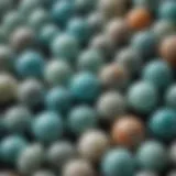 Close-up view of polished amazonite beads showcasing their vibrant colors and patterns