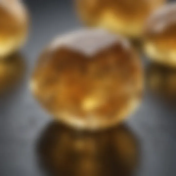 Close-up of polished yellow quartz showcasing its vibrant color and clarity