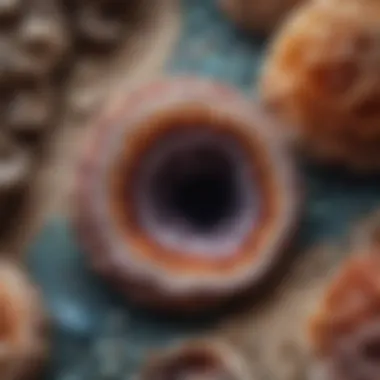 Unique Texture and Colors of Flat Geodes Close-up of a flat geode revealing its unique texture and colors