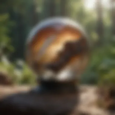 Gem Sphere in a Serene Natural Setting A serene setting featuring a gem sphere surrounded by natural elements.