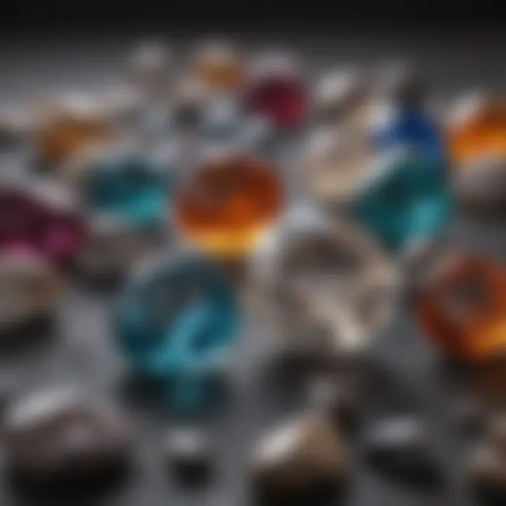 Close-up of gemstones prepped for tumbling, surrounded by suitable fillers.