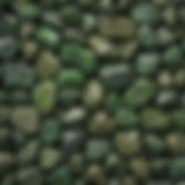 Collection of various green tumbled stones showcasing their unique textures and hues