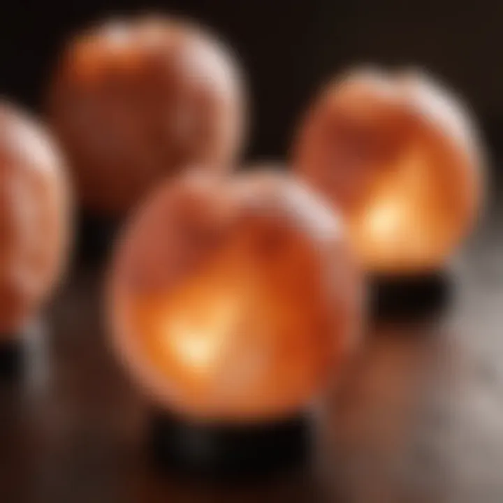 Artistic arrangement of various Himalayan salt lamps