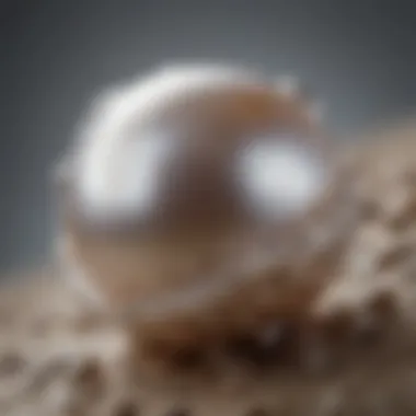 Close-up of a natural pearl showcasing its luster and surface texture