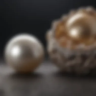 Comparison of a real pearl and a synthetic pearl side by side