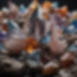 A close-up view of various crystals showcasing their unique colors and textures.