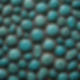 Close-up view of small turquoise cabochons showcasing their intricate patterns