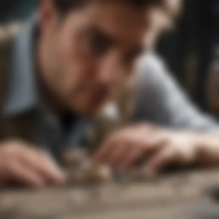 A jeweller inspecting polished pieces after tumbling