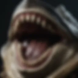 A close-up view of a megalodon tooth showcasing intricate details