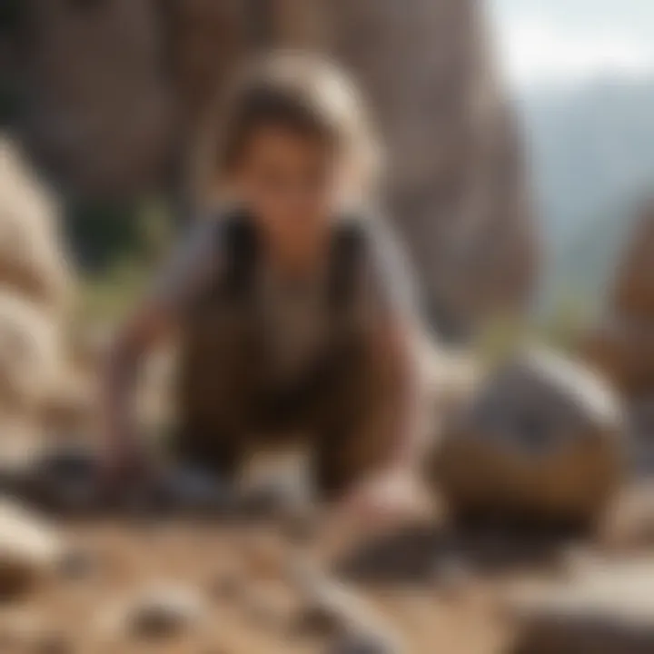 A child experimenting with rock tumbling, illustrating educational use