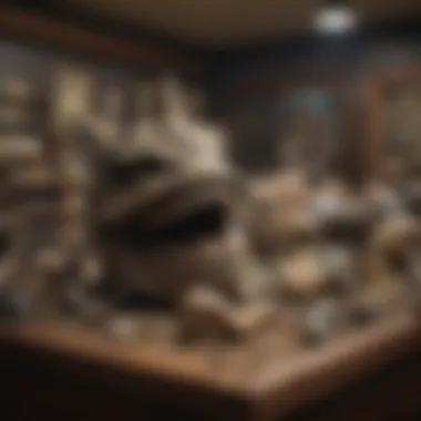 Exploring Fossil Treasures in Antique Shops An antique shop filled with various fossils including megalodon teeth.