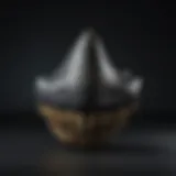 A pristine megalodon tooth displayed on a dark background.