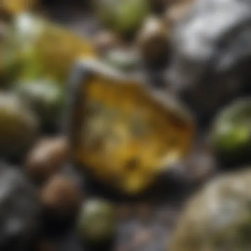 Close-up view of pallasite meteorite showcasing olivine crystals