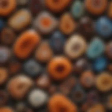 Diverse Varieties of Polish Agate A close-up of various Polish Agate varieties demonstrating their diverse appearances