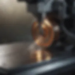 Close-up view of a precision gemstone cutting machine showcasing its advanced technology