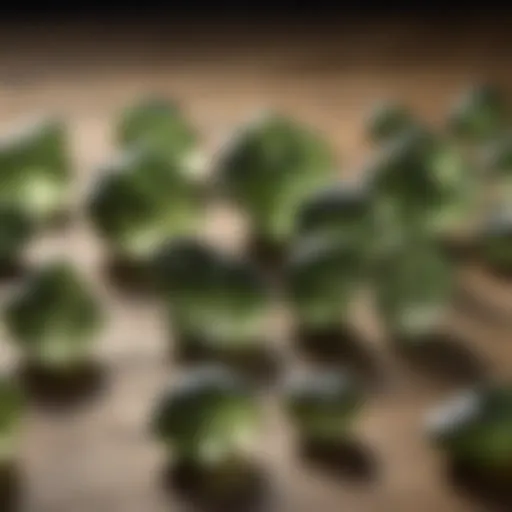 Genuine Moldavite crystals displayed on a wooden surface