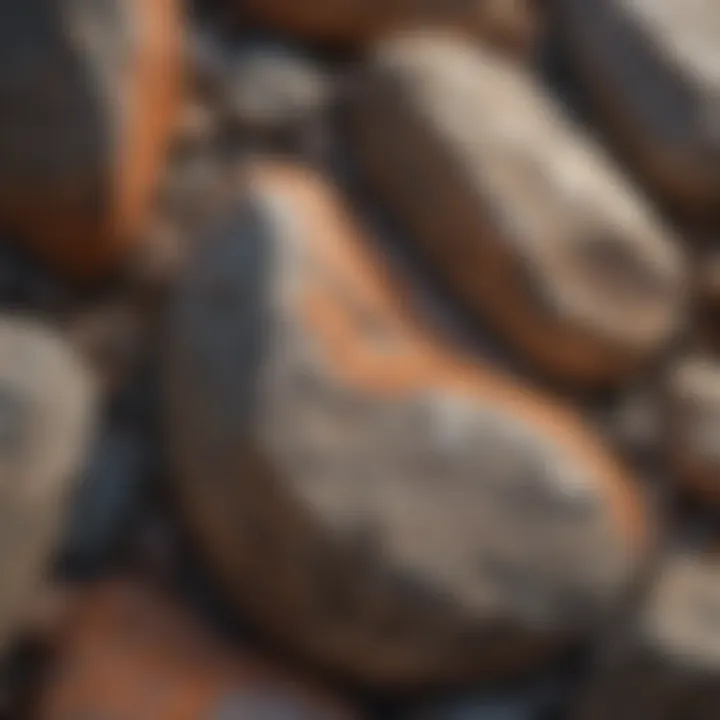 Close-up of granite rock exhibiting unique textures and colors