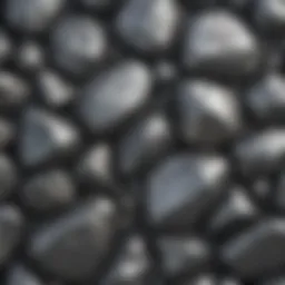 Close-up of shiny gray metallic rock texture