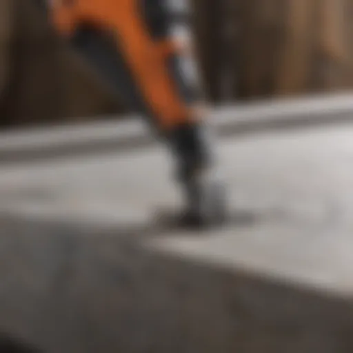 A close-up view of a modern stone slab cutter showcasing intricate design and functionality.