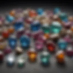 A collection of vibrant mini gemstones displayed on a velvet cloth.
