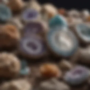 An assortment of geodes in various stages of being opened