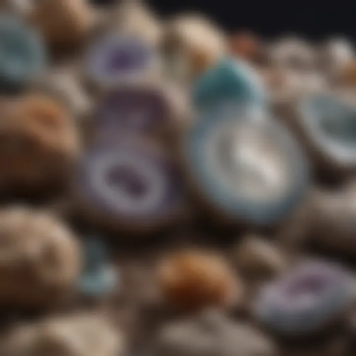 An assortment of geodes in various stages of being opened