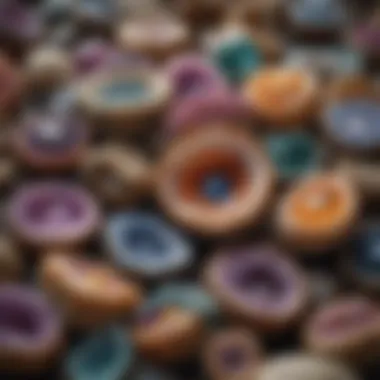 Diverse Geode Collection An artistically arranged collection of geodes showcasing different colors and sizes