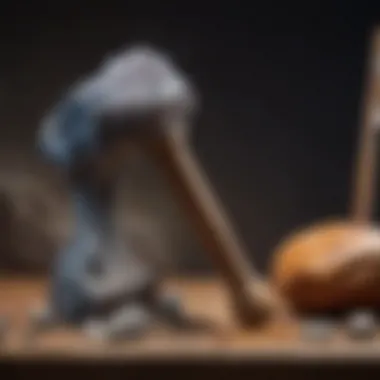 Tools for Geode Exploration A geological hammer beside a geode, symbolizing the tools used in geode exploration