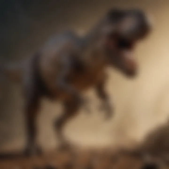 Reconstruction of the brown Tyrannosaurus Rex in motion