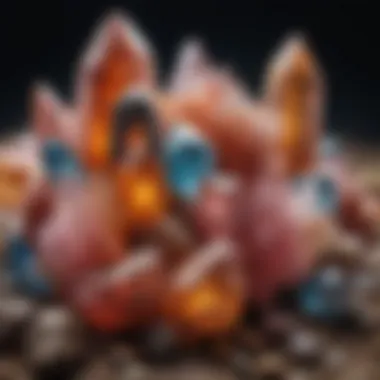 Diverse Colors of Quartz Crystals A stunning display of various quartz crystals showcasing their vibrant colors