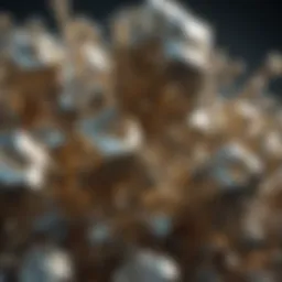 Close-up of pyrite crystal formation