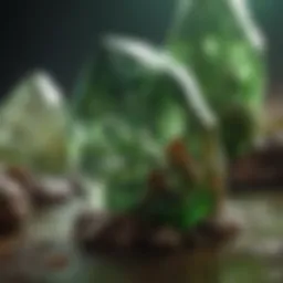 Green crystal reflecting light