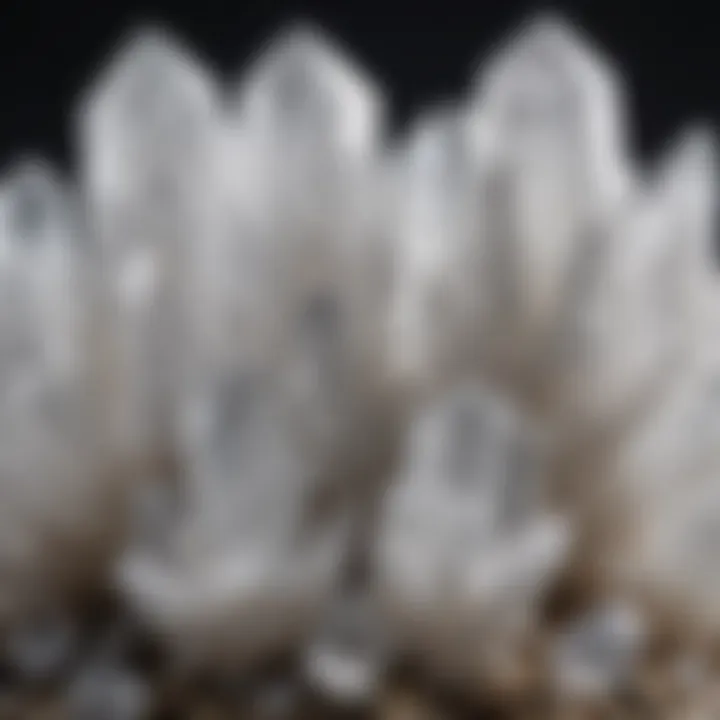 A close-up of white quartz crystals showcasing their unique texture and clarity.