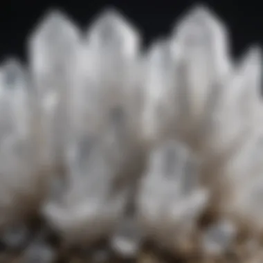 Close-Up of White Quartz Crystals A close-up of white quartz crystals showcasing their unique texture and clarity.