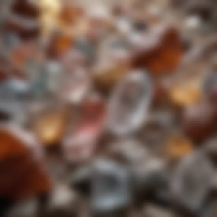 A stunning array of quartz crystals showcasing different types and colors