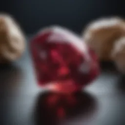 Close-up of a ruby gemstone showcasing its vibrant color and clarity