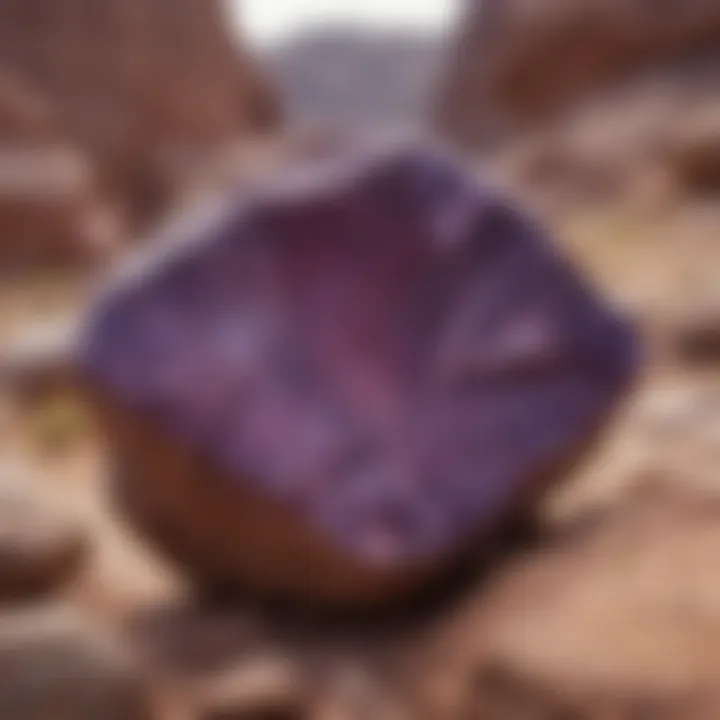 A geological formation featuring purple rocks in their natural environment, emphasizing their significance