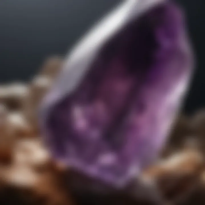 Close-up of a high-quality amethyst stone revealing its internal clarity and depth