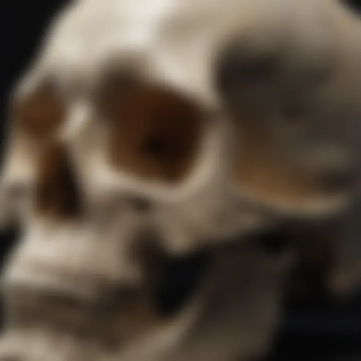 Close-up of a meticulously crafted replica skull