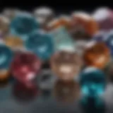 Close-up of various gemstones displaying different hardness levels